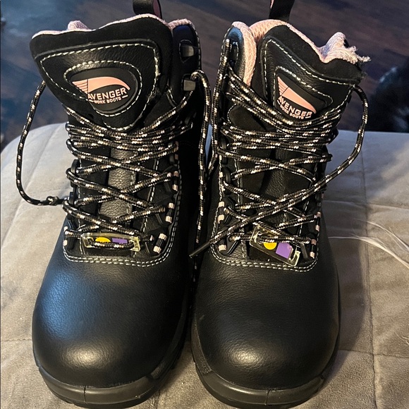 Brand new-never worn.  Industrial work boots.  Avenger- black/pink. - Picture 5 of 9